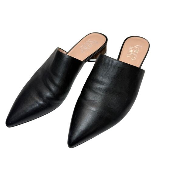 Franco Sarto Shoes - Franco Sarto Viola Mule Black Pointed Toe Block Heel 7.5 Slip On Minimalist